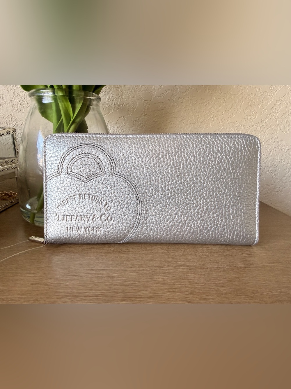 Tiffany & Co. Metallic Silver Return to Tiffany Heart Large Wallet